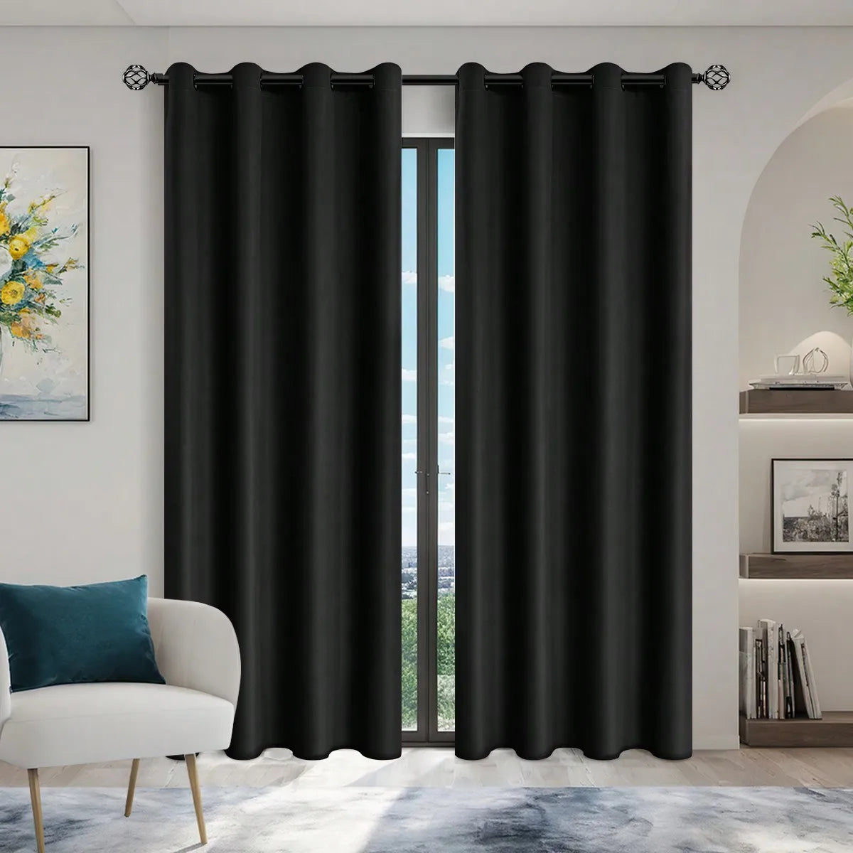 TheWakeUpCrew™ 1pc Solid Blackout Curtains with Grommets, Total Privacy Drapes for Bedroom