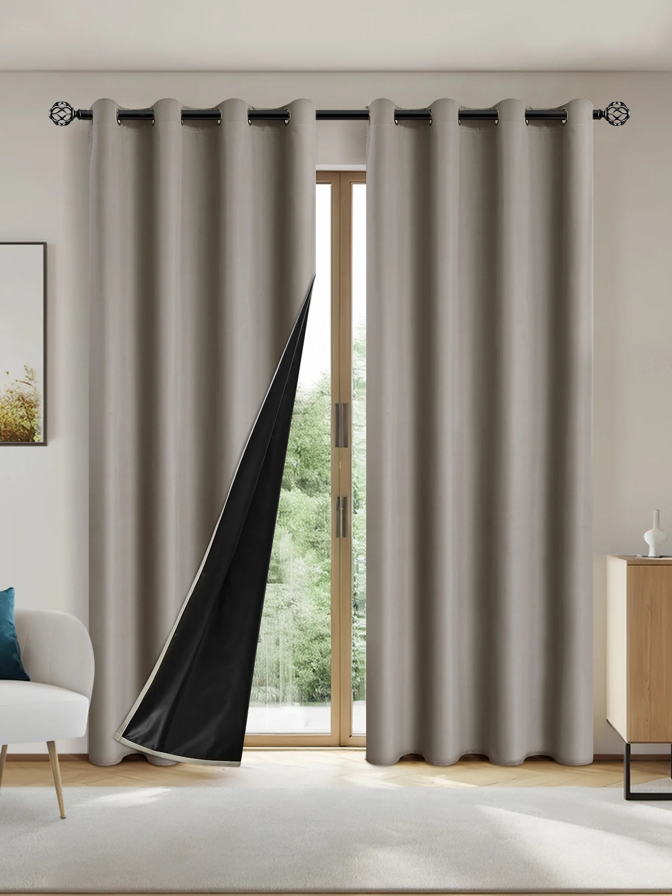 TheWakeUpCrew™ 1pc Solid Blackout Curtains with Grommets, Total Privacy Drapes for Bedroom