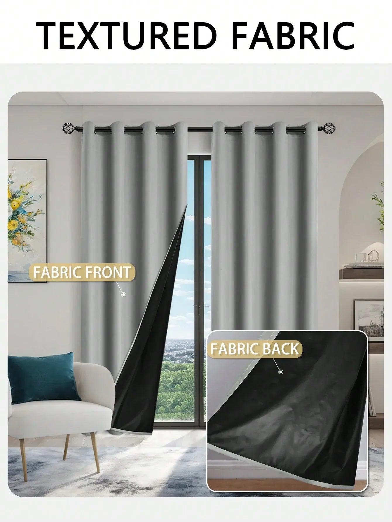 TheWakeUpCrew™ 1pc Solid Blackout Curtains with Grommets, Total Privacy Drapes for Bedroom