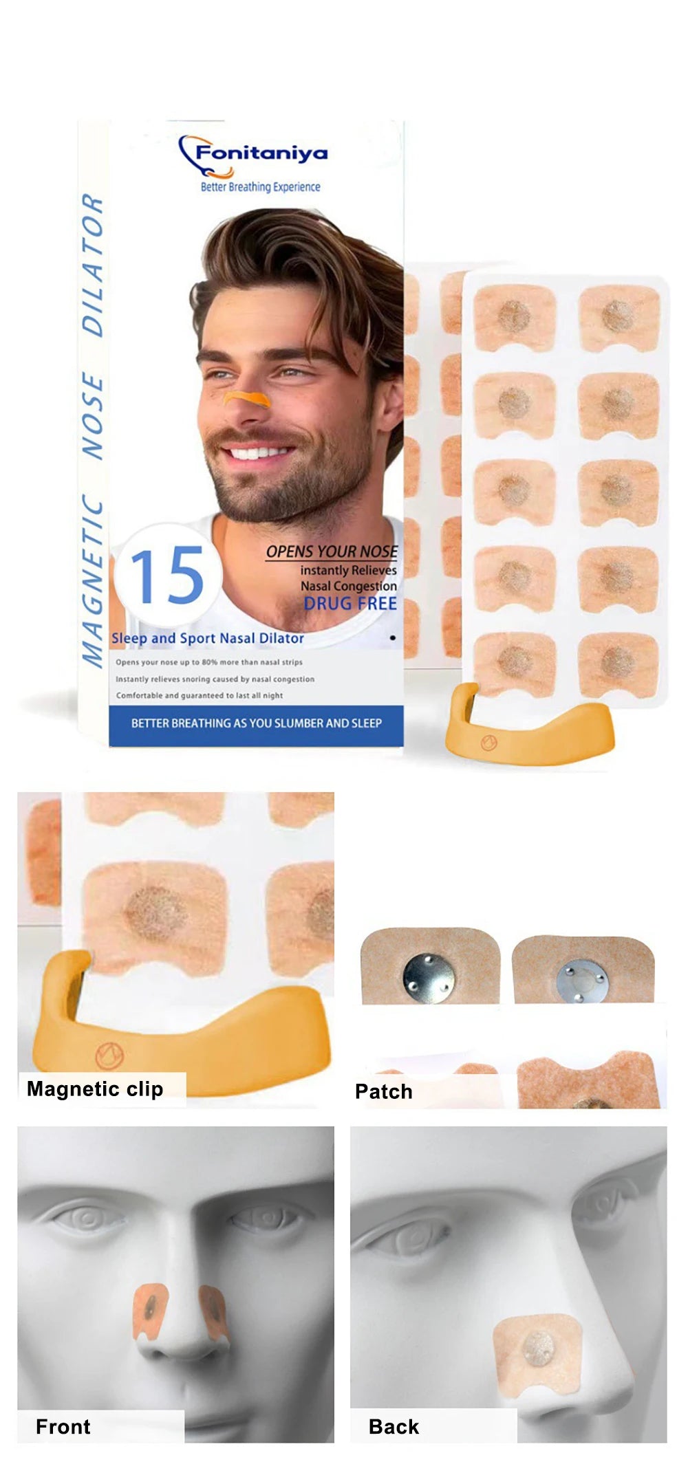 TheWakeUpCrew™ Magnetic Nasal Strips Nasal Breathing Dilators 15-Pairs