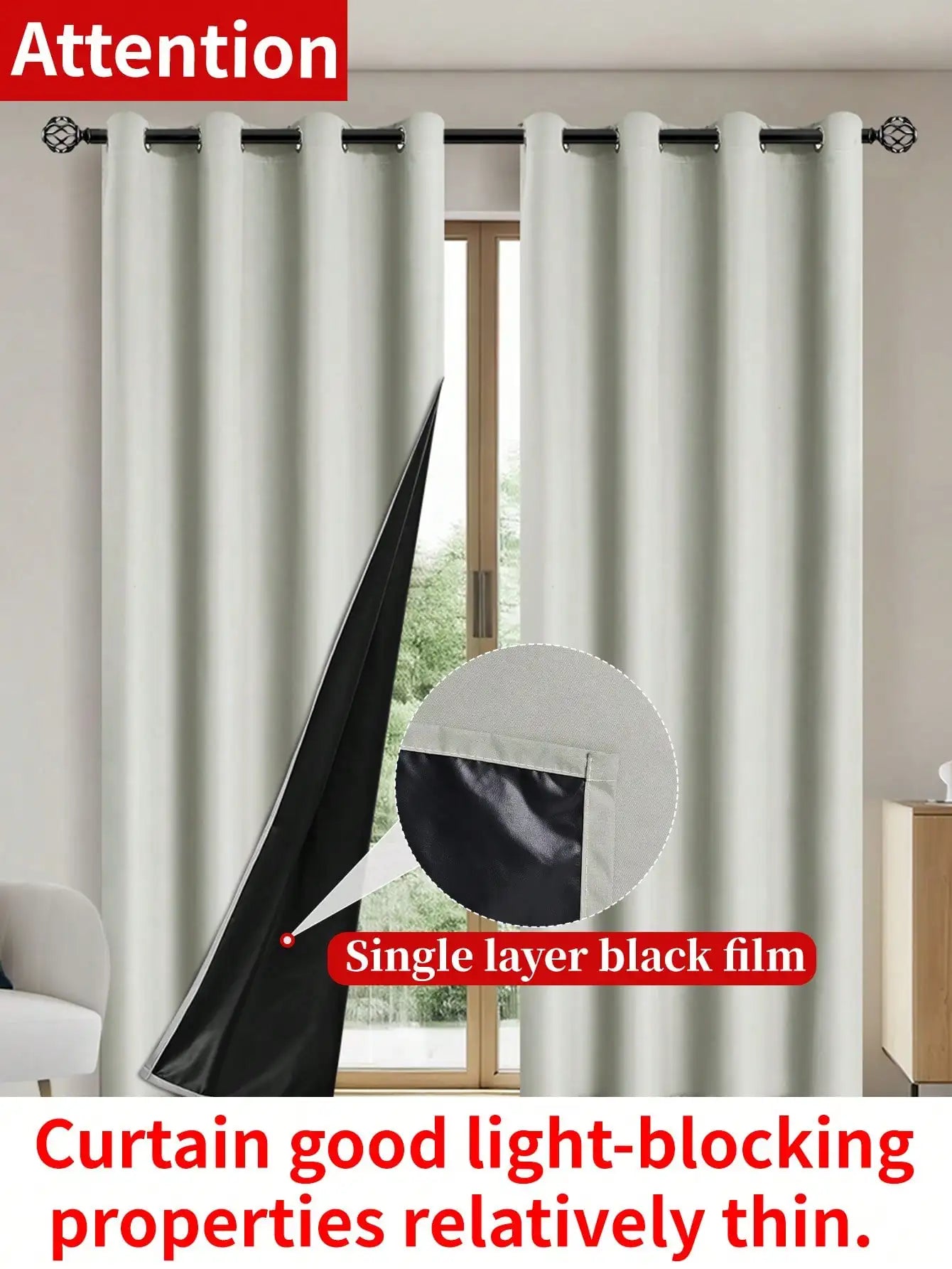 TheWakeUpCrew™ 1pc Solid Blackout Curtains with Grommets, Total Privacy Drapes for Bedroom