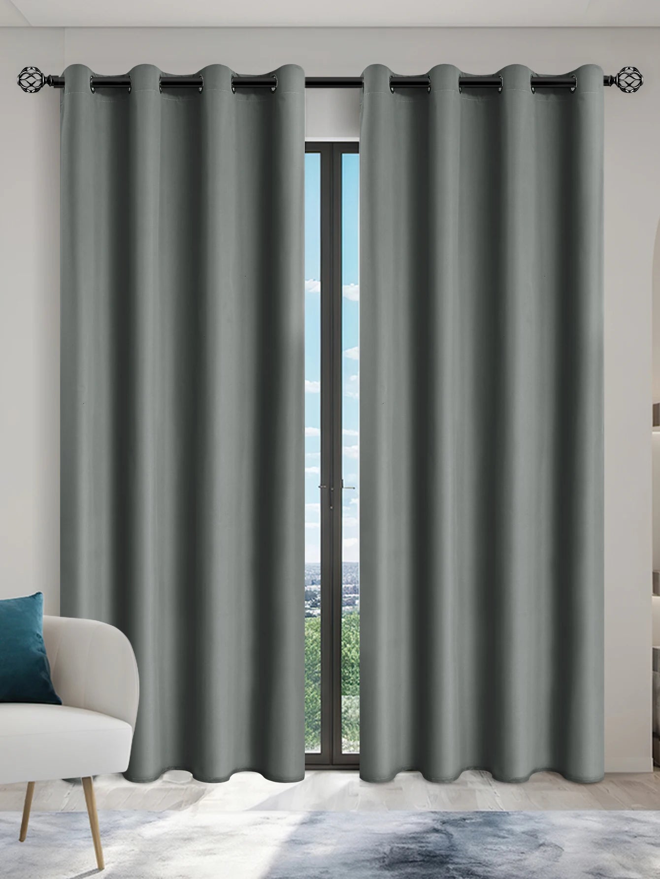 TheWakeUpCrew™ 1pc Solid Blackout Curtains with Grommets, Total Privacy Drapes for Bedroom