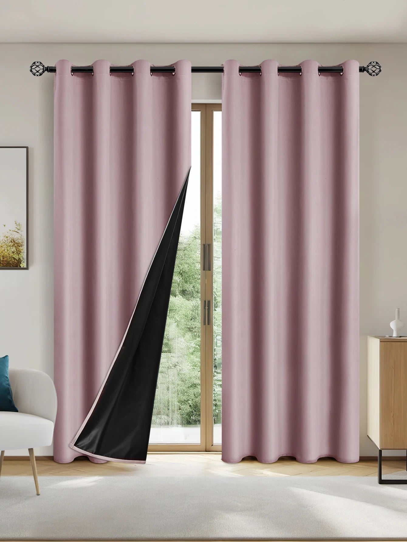 TheWakeUpCrew™ 1pc Solid Blackout Curtains with Grommets, Total Privacy Drapes for Bedroom