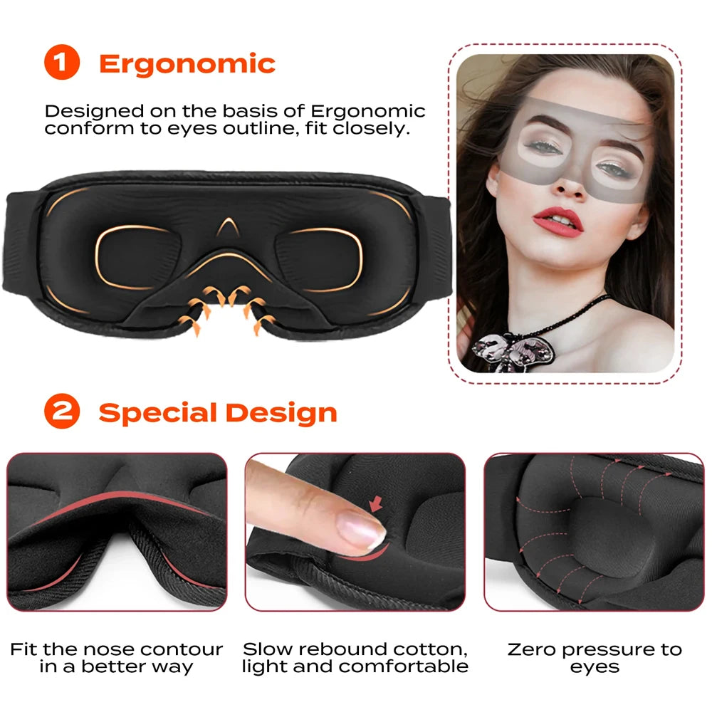 TheWakeUpCrew™ 3D Sleeping Mask 100% Light Blockout Sleeping Mask with Adjustable Strap