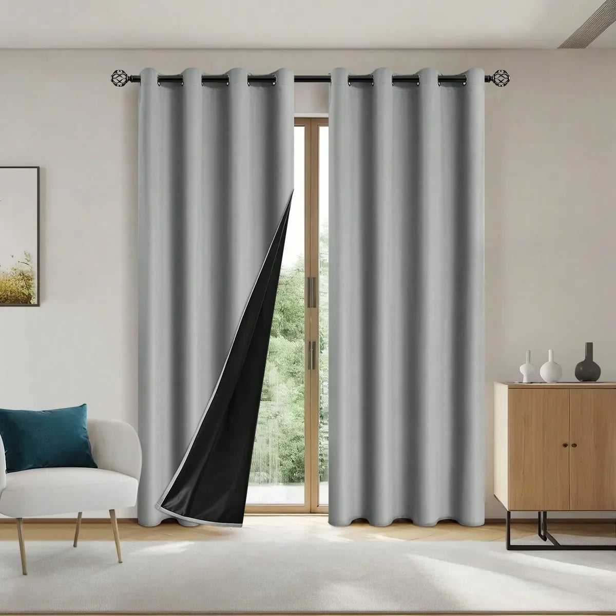 TheWakeUpCrew™ 1pc Solid Blackout Curtains with Grommets, Total Privacy Drapes for Bedroom