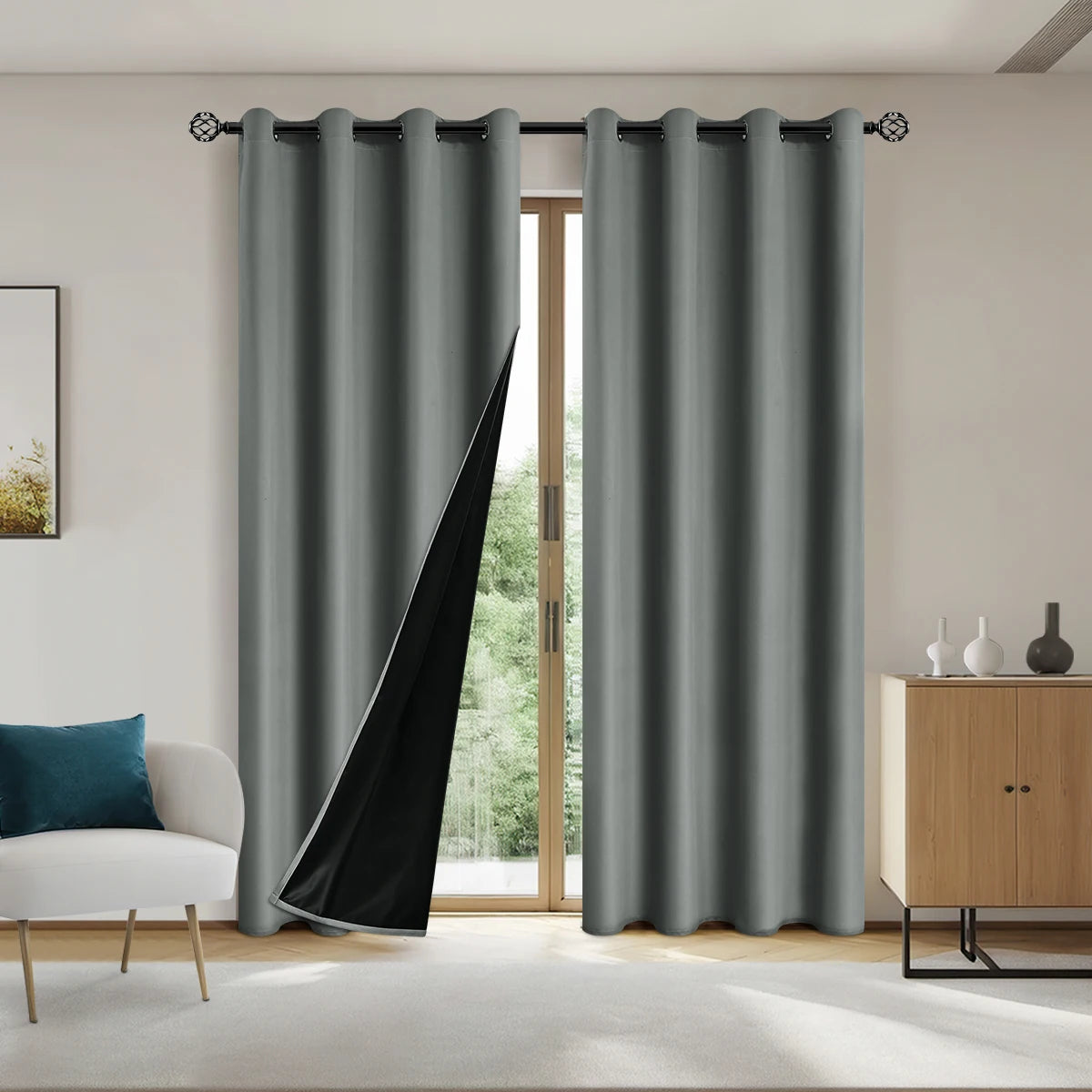 TheWakeUpCrew™ 1pc Solid Blackout Curtains with Grommets, Total Privacy Drapes for Bedroom