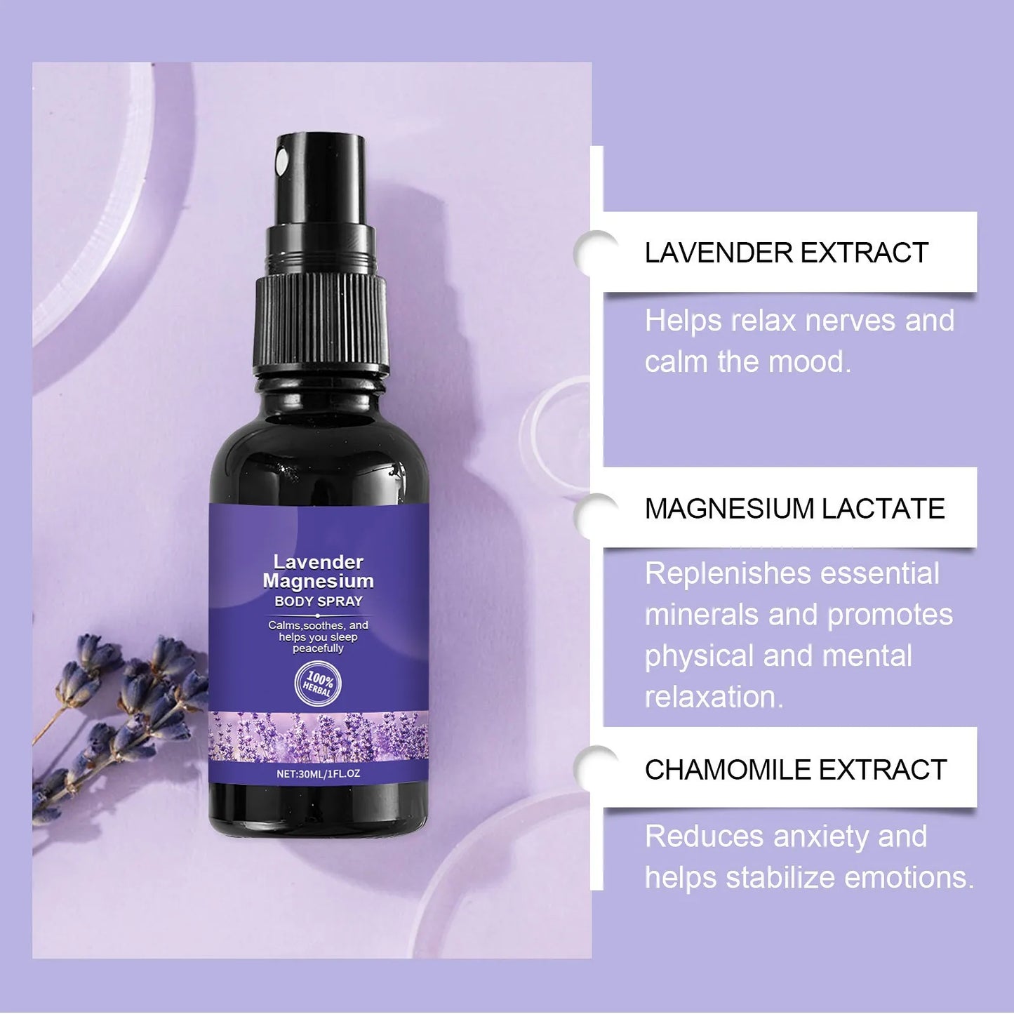 TheWakeUpCrew™ Lavender/Magnesium Pillow Spray 30ml Aromatherapy Sleep Lavender Pillow Mist