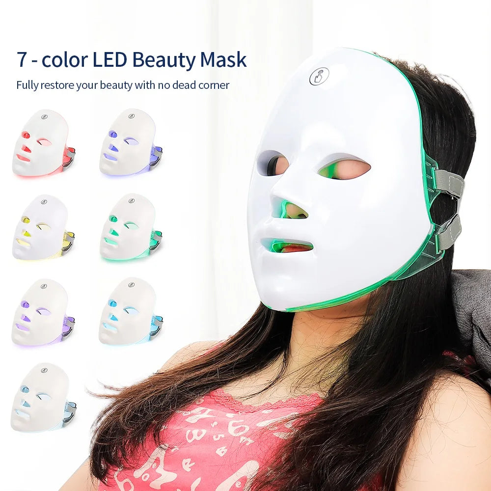 TheWakeUpCrew™ LED Mask Red Light Therapy Anti Aging Face Neck 7 Colors Anti-Wrinkle