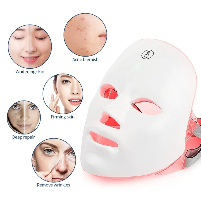 TheWakeUpCrew™ LED Mask Red Light Therapy Anti Aging Face Neck 7 Colors Anti-Wrinkle