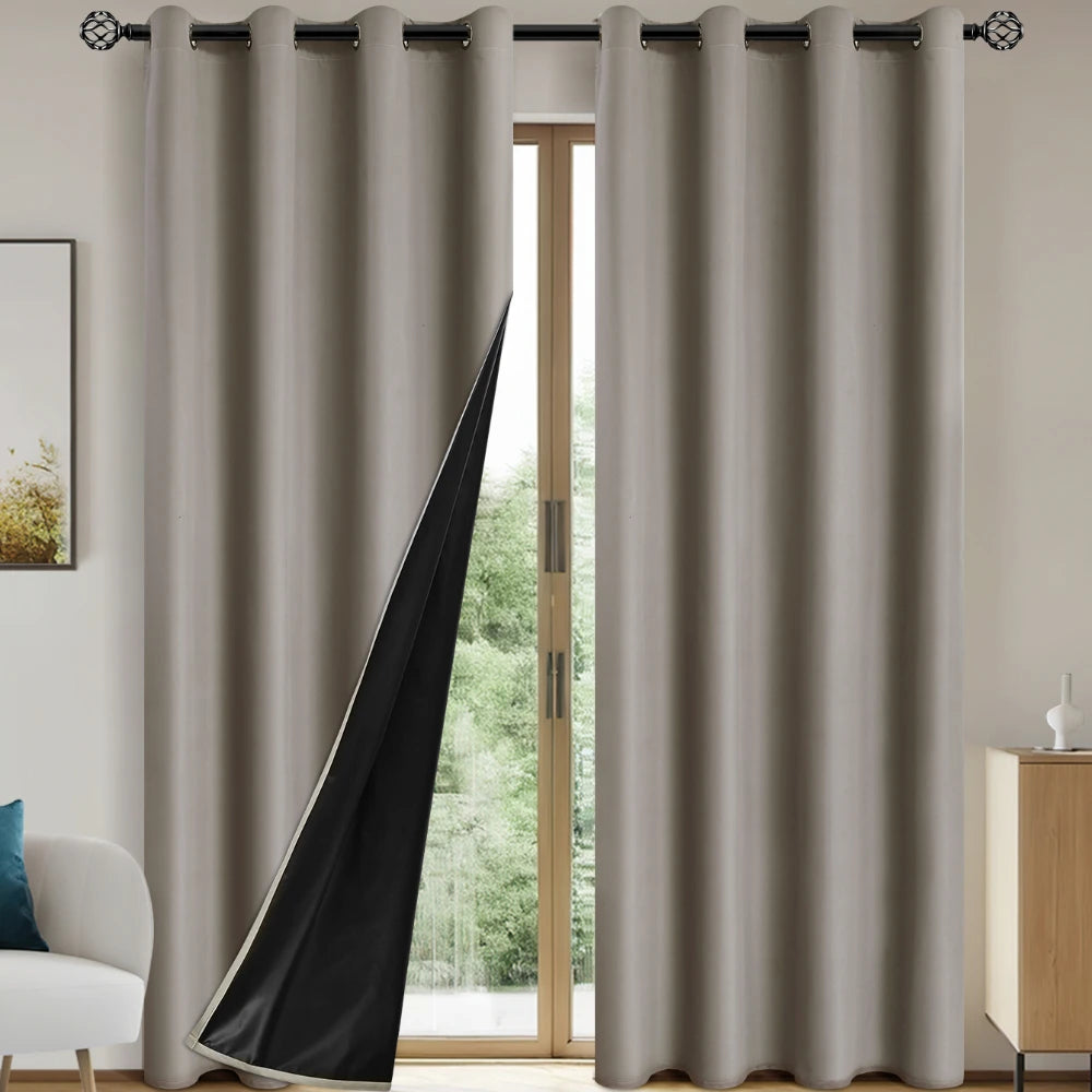 TheWakeUpCrew™ 1pc Solid Blackout Curtains with Grommets, Total Privacy Drapes for Bedroom